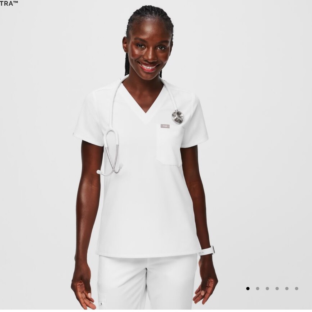 Optic white Figs scrub top